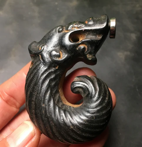 الصينية اليشم ثنائية شيه قلادة ثقافة الجبل الأحمر المغناطيس الأسود محظوظ سحر فنغ شوي تميمة للحماية تصميم اليشم التنين