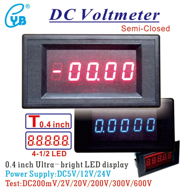 YB5145A LED Digital Voltage Meter 4 1/2 DC mini Voltmeter car DC 200mV/2V/20V/100V/200V/600V 12V 24V 4.5 Volt Panel Meter Tester