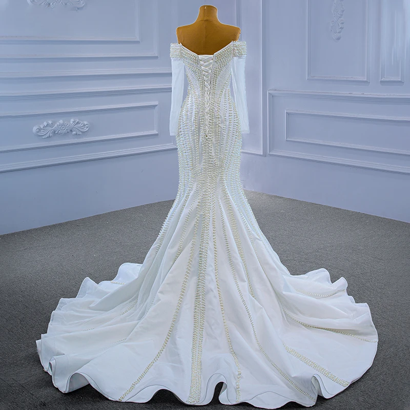 Kisswhite maßgeschneidertes RSM 67314-Kollektion Neues Meerjungfrau-Hochzeitskleid, schulterfrei, lange Ärmel, luxuriöses, elegantes Brautkleid