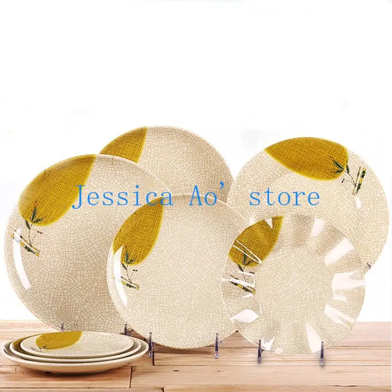 2pcs 15-23cm Melamine Plastic Dinner Plate Set Chargers Serving Dishes Plates and Dishes Steak Plates Nordic Kitchen