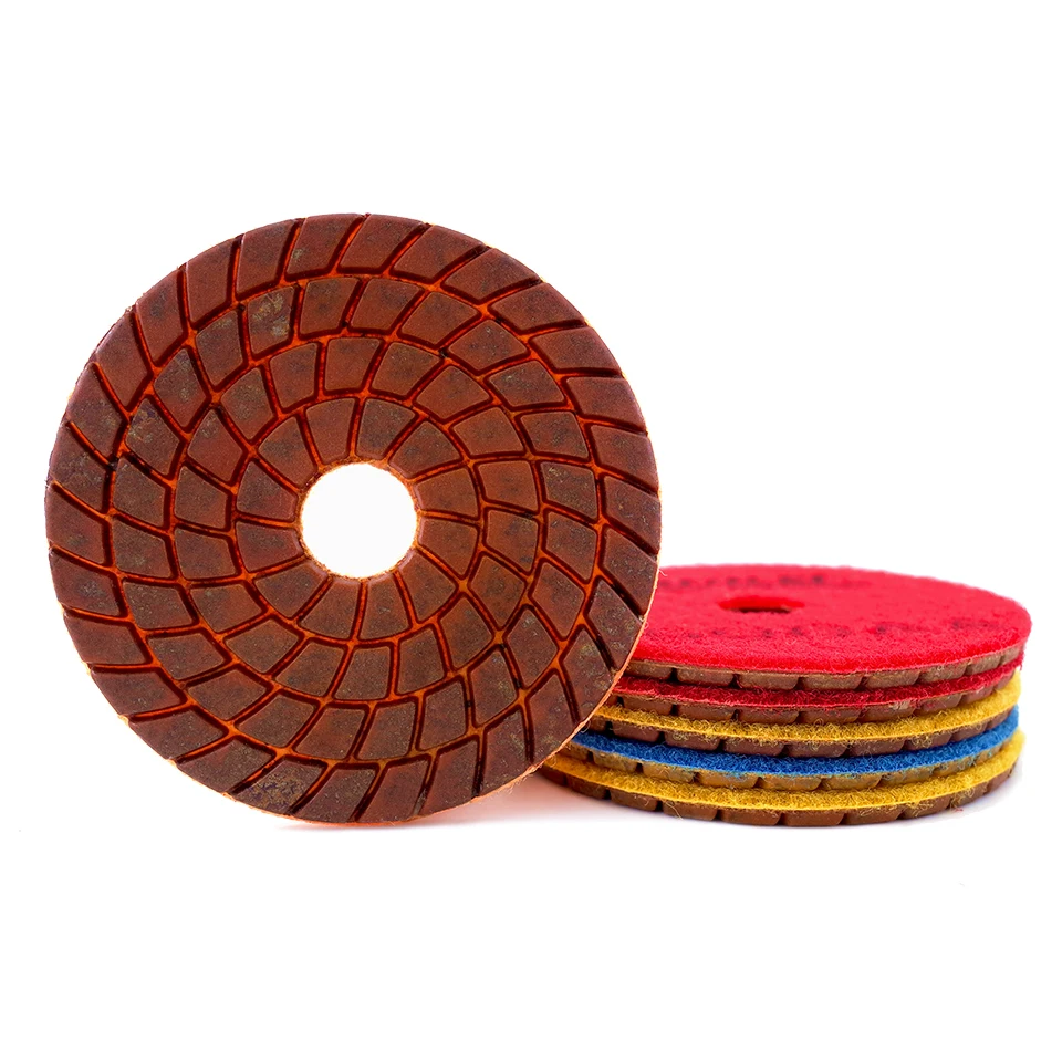 RIJILEI 6PCS 4 Inch Super Copper Metal Bond Wet Diamond Polishing Pads For Granite Marble Concrete Floor Grinding Disc