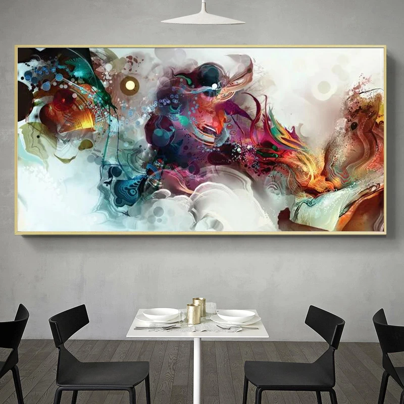 

Colorful Ocean Large Abstract Poster Canvas Paintings Print Poster Oil Painting For Living Room modern home