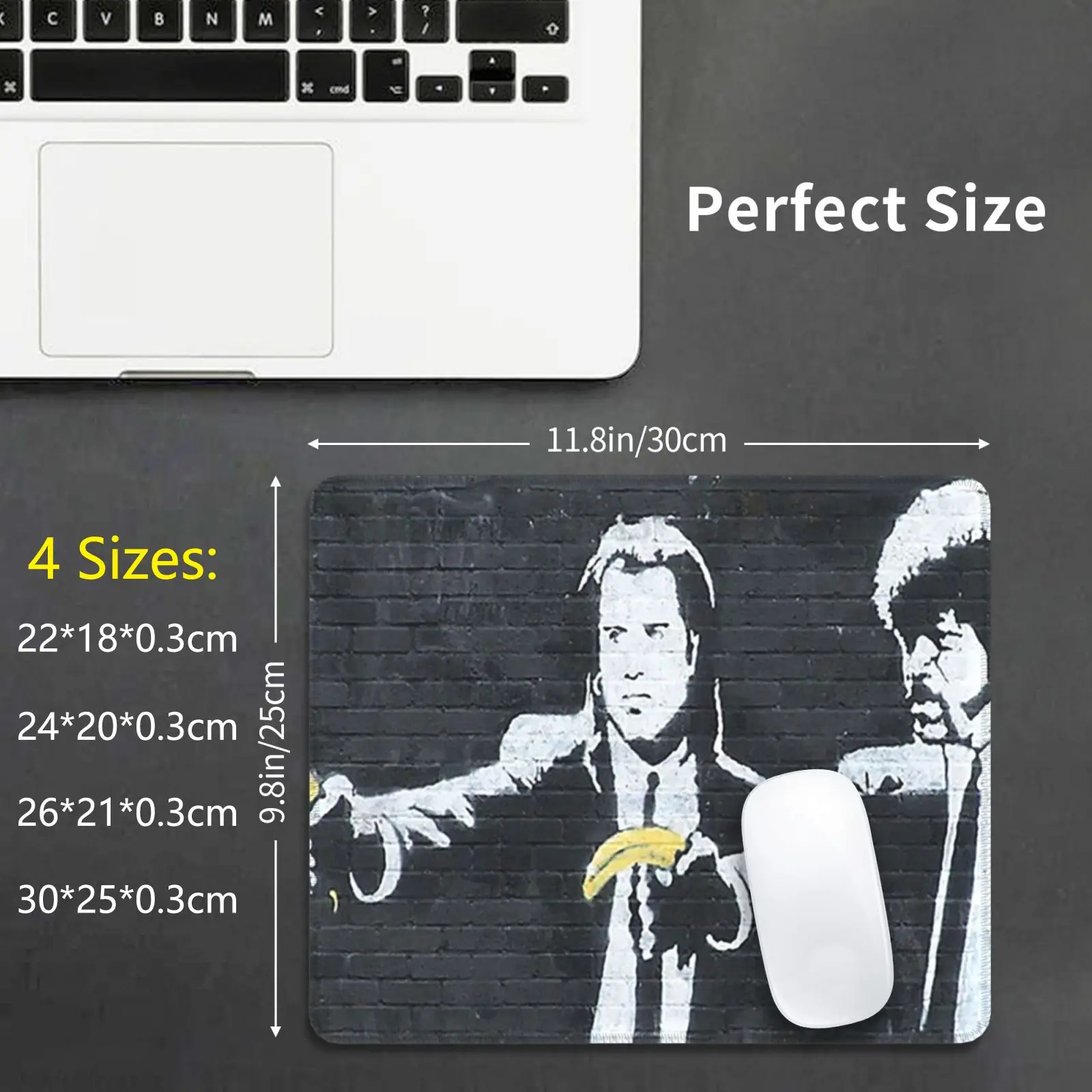 Banksy Pulp Fiction Mouse Pad DIY Print Banksy Urban Cool Graffiti Pulp Fiction Banana Guns Quentin