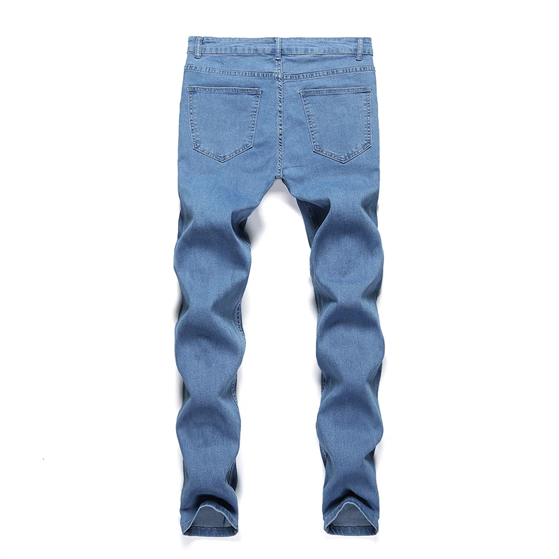 New Man Pants Retro Stretch Jeans Casual Slim Fit Trousers Male Washing Zipper Plus Size Pencil Pants Denim Skinny Jeans for Men