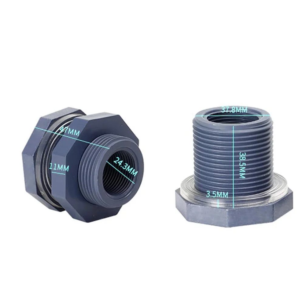 2pcs Rain Barrel Hose Home PVC Plastic Water Tank Connector Soild Garden Spigot Adapter Bulkhead Fitting For Aquariums 3/4 Inch