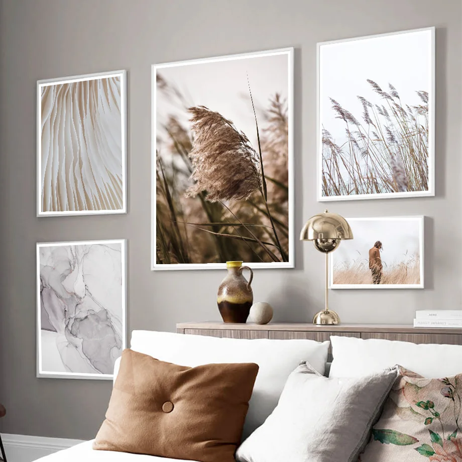 Grassland Wheat Plant Girl Abstract Quote Nordic Posters And Prints Wall Art Canvas Painting Wall