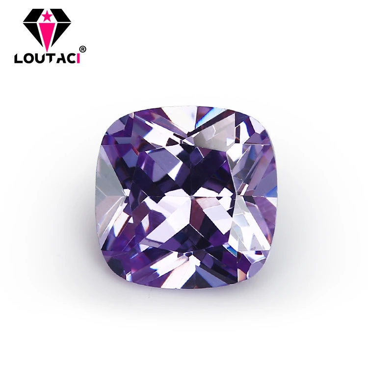 LOUTACI Women Jewelry Gemstones Cushion Lavender Cubic Zirconia 5A Lady Rings Necklace  Middle Size 5x5-10x10mm