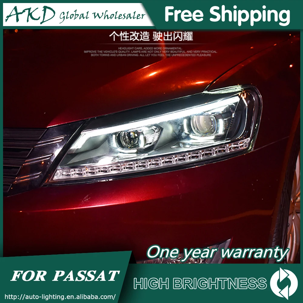 Headlights For VW Passat B7 2012-2016 Passat US DRL Day Running Lights Head Lamp LED Bi Xenon Bulb Fog Lights Car Accessories