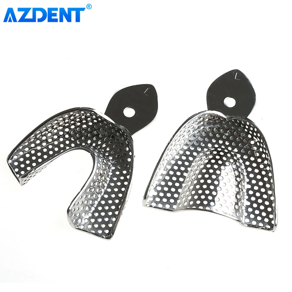 6pcs Dental Impression Tray AZDENT Stainless Steel Teeth Trays Autoclavable Instrument Dentist Tools Lab Large Small Middle Size