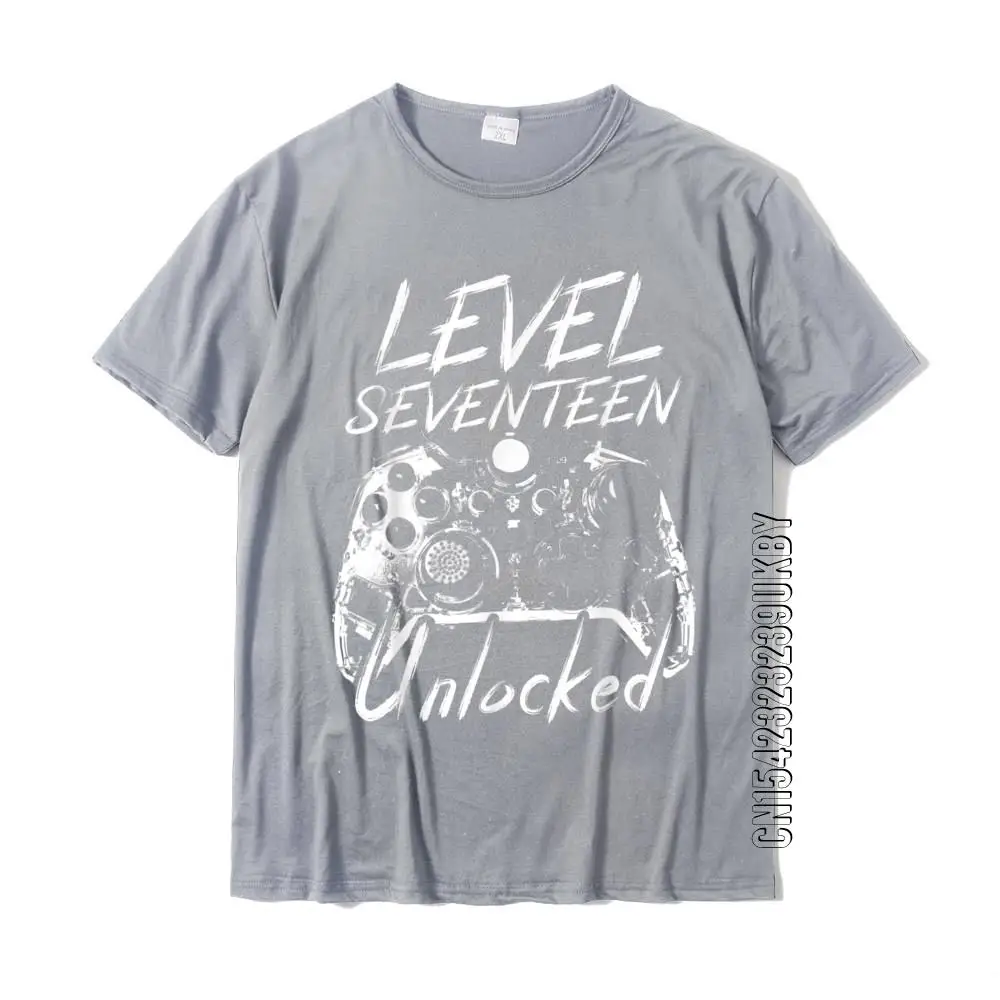 Level 17 Unlocked Awesome Since 2002 17th Birthday Gamer T-Shirt Cotton Tops Shirts Design New Design Summer T Shirt Men