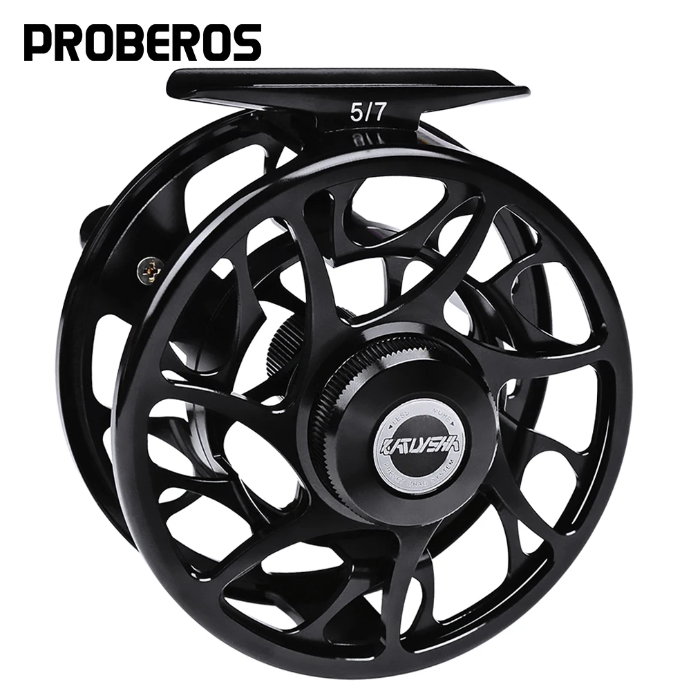 

3+1BB Fly Fishing Aluminum 5/7-7/9-9/10 WT Wheel Fly Fishing Reel Fly Reel CNC Machine Left&Right Handle Black Color Casting New