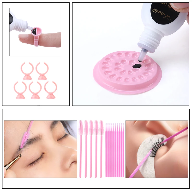 22 in 1False Eyelash Extension Training Kit Practice tray Tape Eye Pad Tweezers Glue Ring Micro Brush Grafting Eyelash Tools