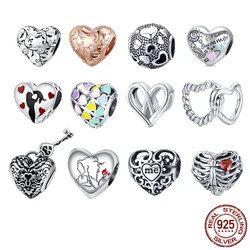 WOSTU 925 Sterling Silver Heart Pendant Series Charm Bead Fit Original Bracelet Necklace DIY Jewelry Gift