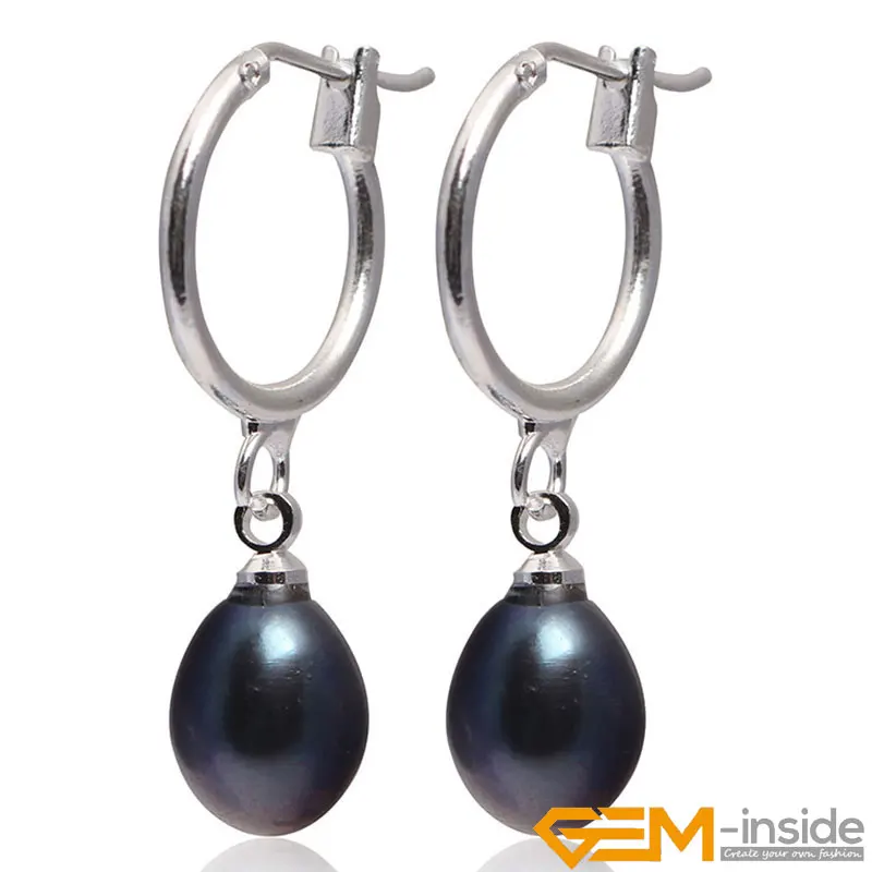 Natural Freshwater Pearl Korean Earrings Jewelry for Women Handmade Wedding Fashion Stud Pearl Earring Gifts 8x10mm White Purple