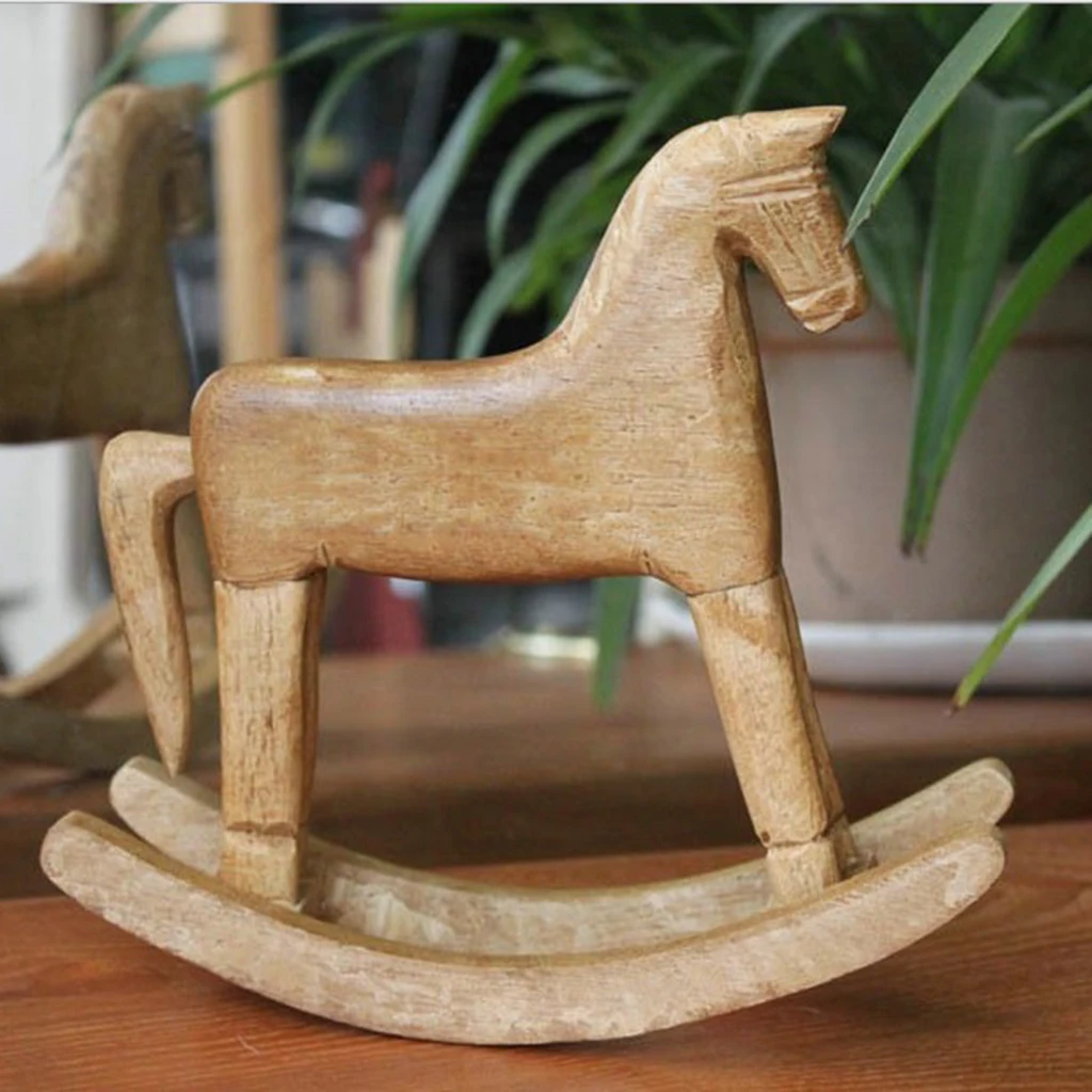 Kids Toy Free Standing Wooden MDF Rocking Horse Home Decor 180mmTraditional Gift