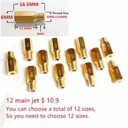 (12 main jet $ 10.9) Motorcycle carburetor 99101-357 Hexagon main injectors Nozzle can be used PWK FCR OKO KOSO etc