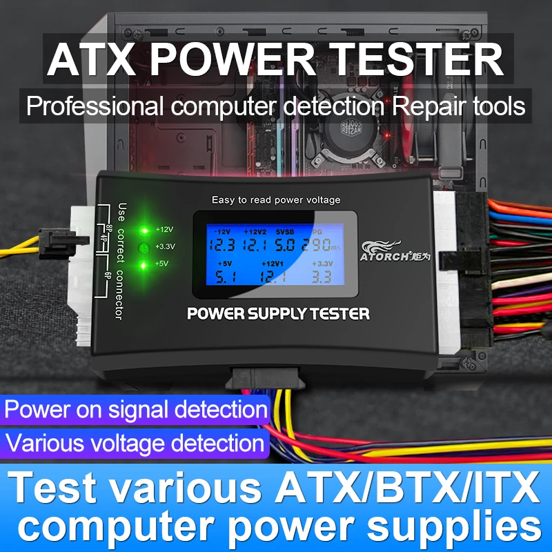 atx computador fonte de alimentacao dc voltimetro digital voltimetro eletrico 12v volt medidor usb tensao tester detector de voltagem ferramenta 01