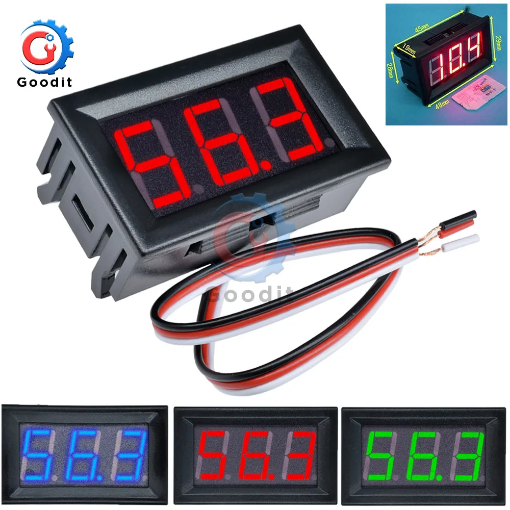 0.56 Inch DC 0~99.9V Digital Voltmeter LED Display Voltage Panel Meter Red/Blue/Green For 6V 12V Electromobile Motorcycle Car