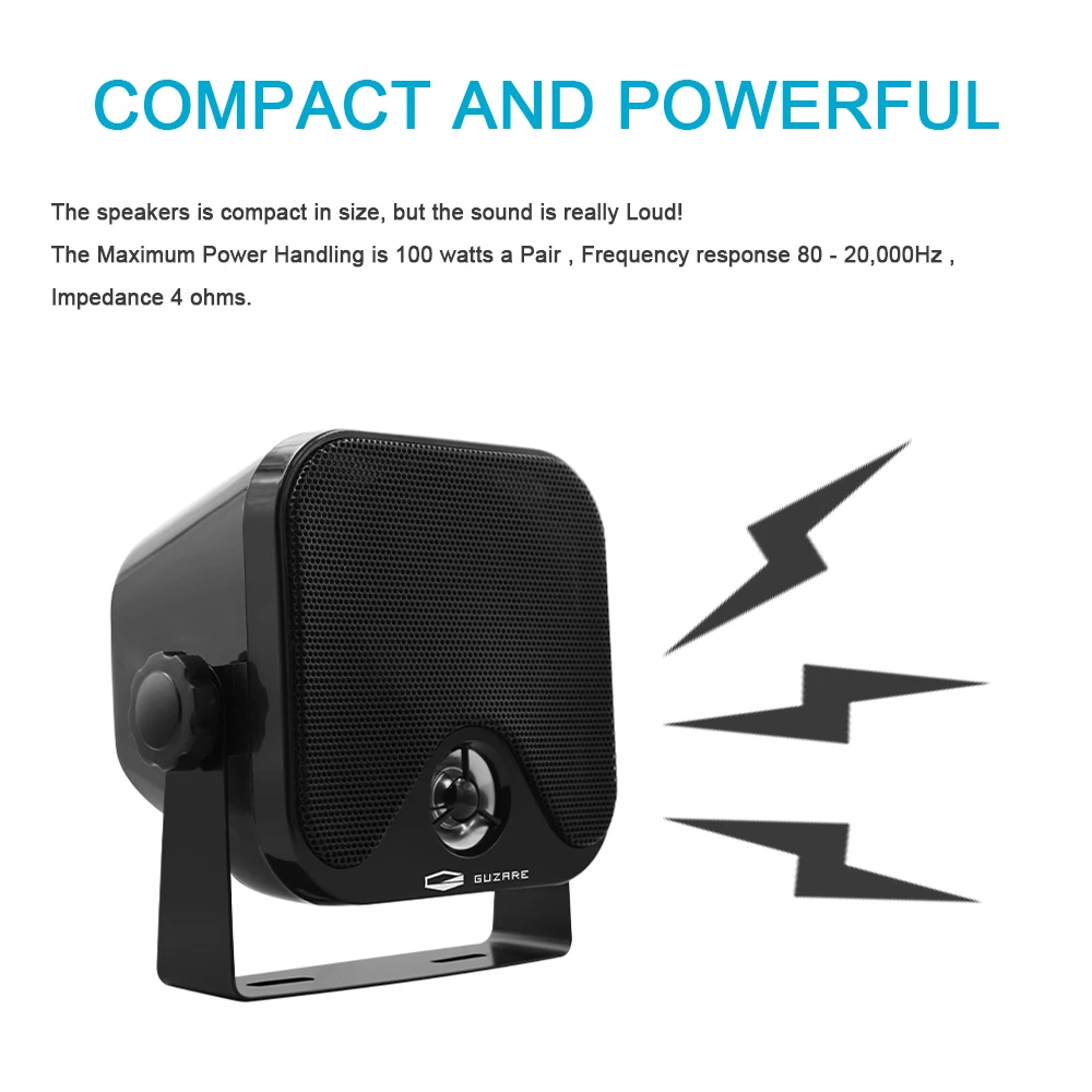 100W 4 inch Waterproof Boat Speakers Marine Box Speakers Surface Mounted Outdoor Motorcycle For ATV UTV Golf Cart Tractor Truck