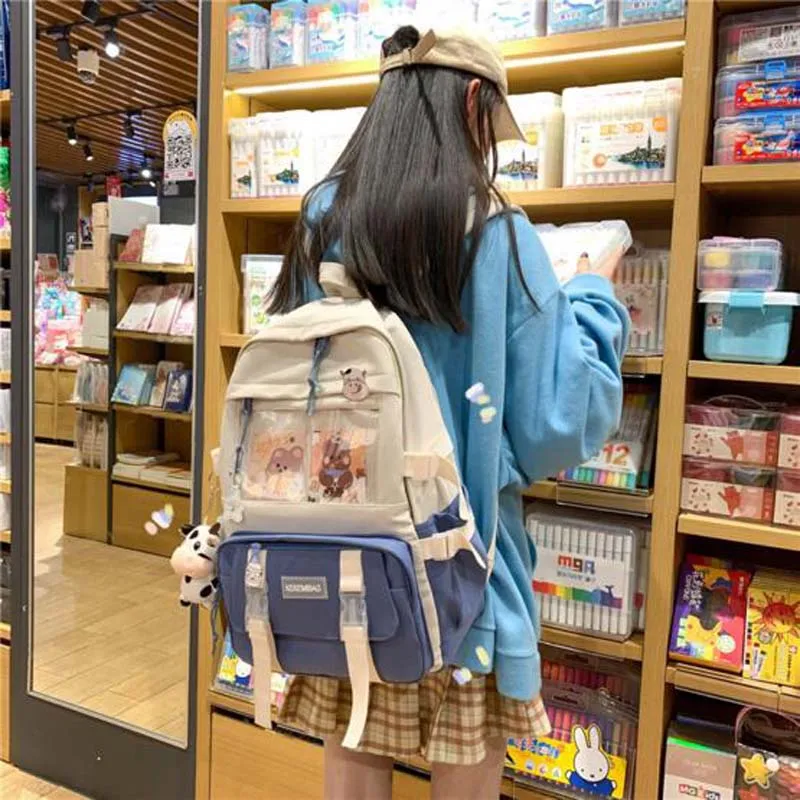 New Korean Fashion Waterproof Nylon School Bag for Teenagers Girls Double Shoulder Bags Casual Large Capacity Travel Backpack