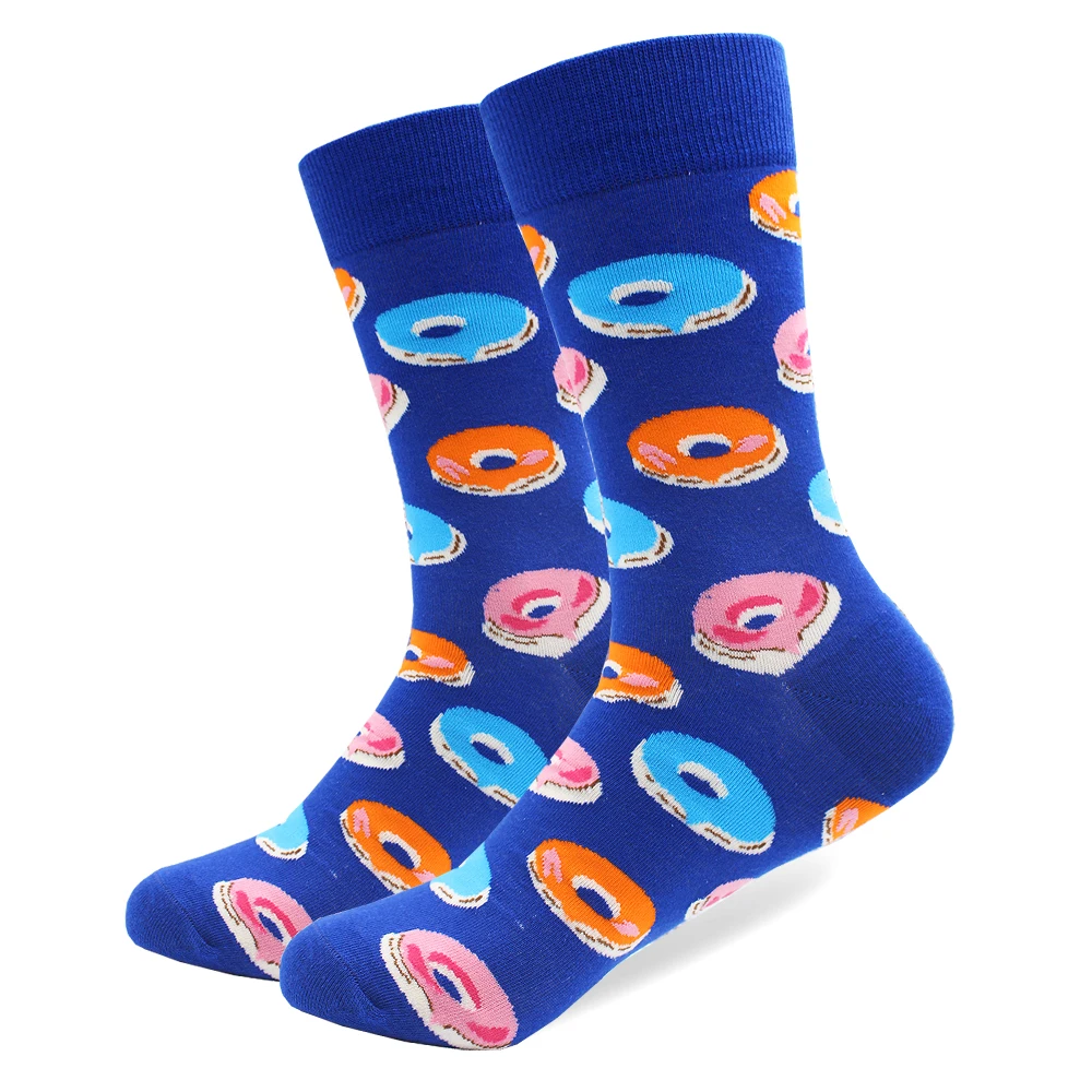 Bunte Gekämmte Baumwolle Socken Donut Avocado Flamingo Blätter Männer Socke Neuheit Skateboard Crew Casual Warme Glücklich Designer Socken