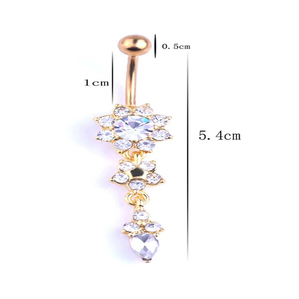 Lady Rhinestone Flower Rvs Belly Navel Ring Piercing Sieraden Navel Piercing Oorbel Navelpiercing Sexy Body