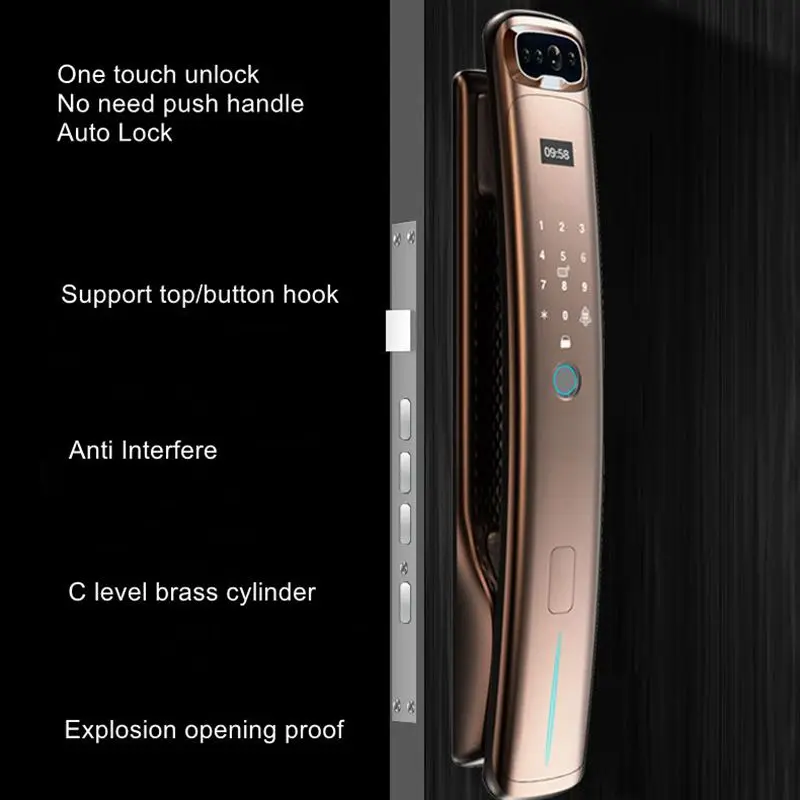 3D Face Recognition Fingerprint Door Lock With Camera APP Smart IC Card Password Intelligent Automatic Switch Lock Unlock