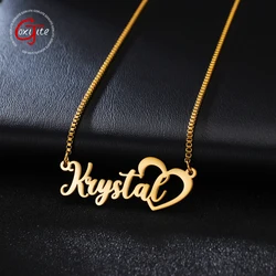 Goxijite Custom Name Necklace For Female With Heart Personalized  Box Chain Stainless Steel Nameplate Necklaces  Jewelry Gift