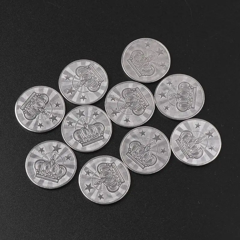 10pcs 25*2mm Game Token Stainless Steel Arcade Game Coin Pentagram Crown Tokens for Arcade Game Machine Drop Shipping