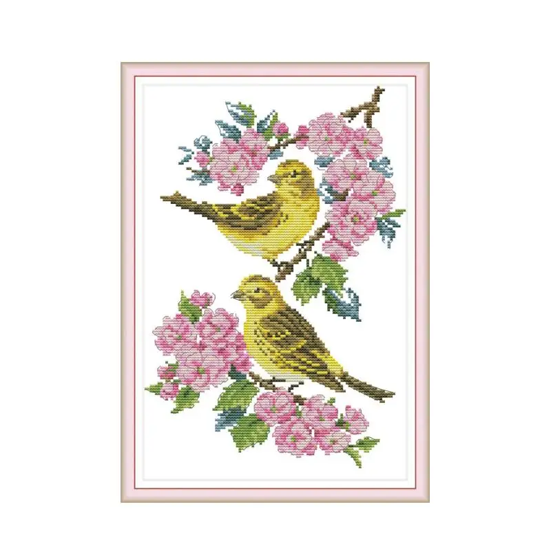 

Птицы на цветах, набор для вышивки крестом, Аида 14ct, 11ct, принт, холст, вышивка крестиком, рукоделие, вышивка, сделай сам, ручная работа