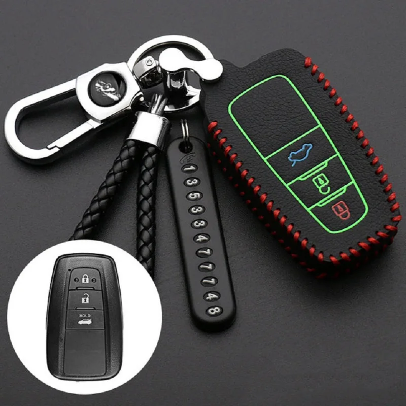 Luminous Leather Car Smart Key Cover Protective Case Holder For Toyota Camry CHR Prius Corolla RAV4 Prado 2017 2018 Accessories