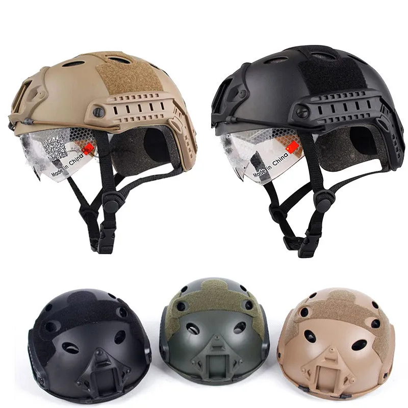 Tactical Airsoft Fast Helmet Cover with Glass Goggles Outdoor Paintball CS Riding Hunting Protective Lightweight Fast Helmet