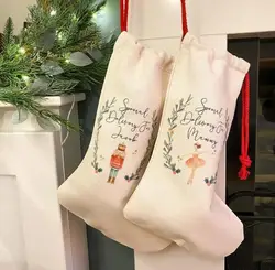 DIY Sublimation Blank Bags Printing Linen Stockings Christmas Decoration Socks Halloween Advertising Drawstring Santa Sack  SN