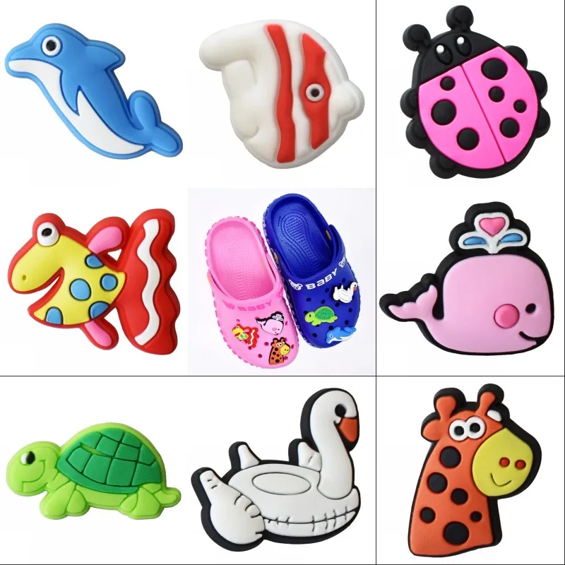 10 pcs Mini Kids Kindgarten Gifts Cheap Varied Ladybug Pink Whale Green Tortoise Goldfish Blue Dolphin White Swan Animal Charms