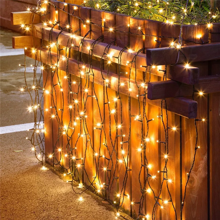 New Solar Remote LED String Light 50m 100m Waterproof Outdoor Garland EU Plug Fairy Light For Holiday Christmas Tree Wedding