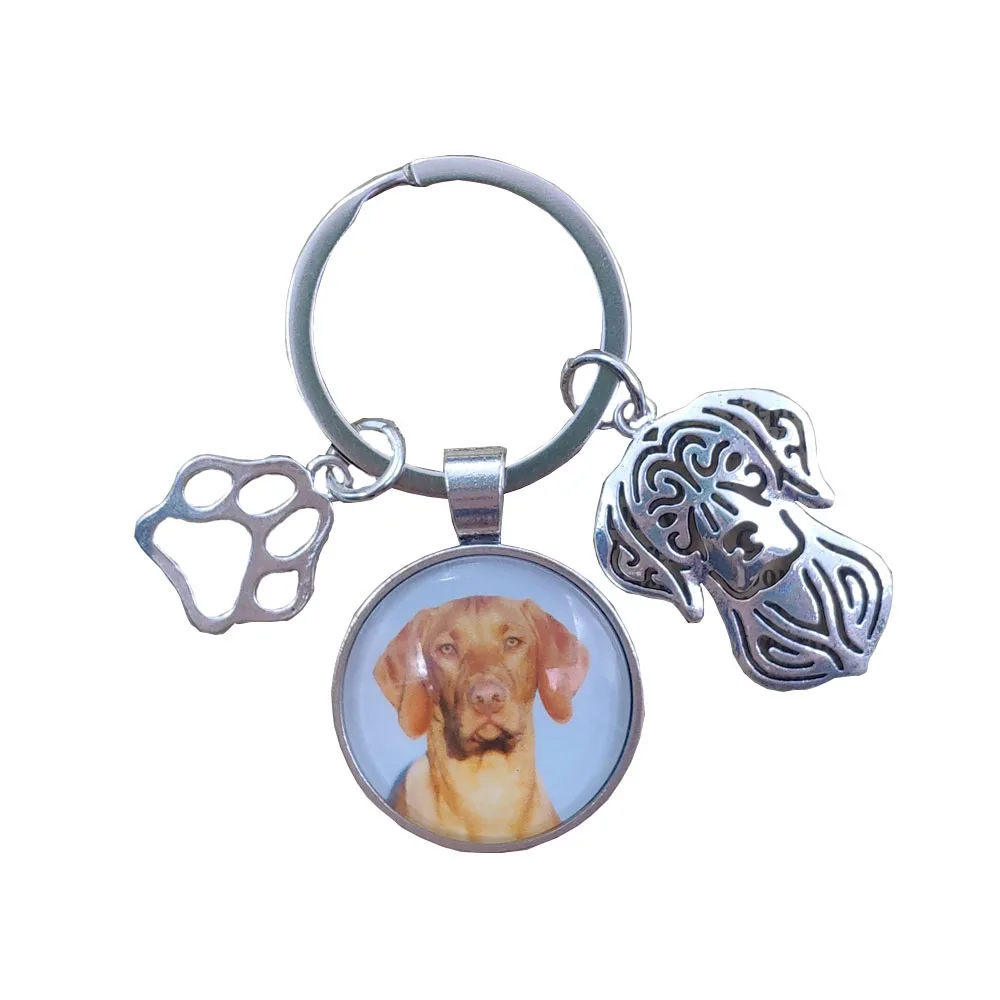 Vizsla Pit Bull Australian Shepherd Dogue de Bordeaux Keychain Time Gem Dog Animal Pet Key Ring Men Women Birthday Gift