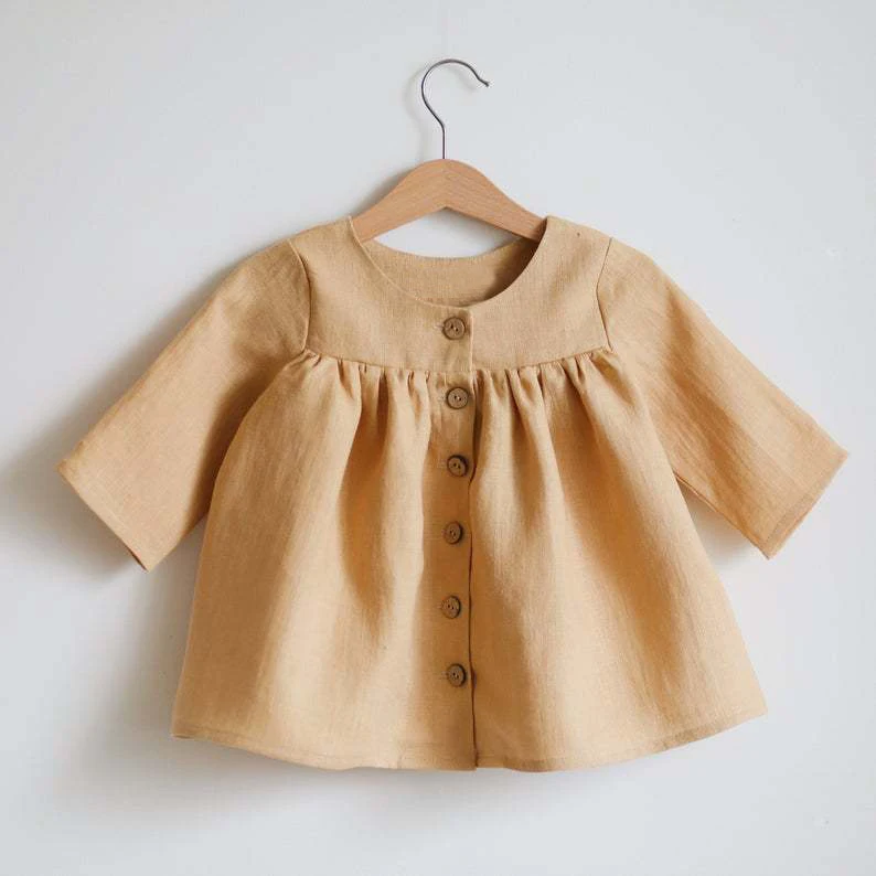 Un Set primavera neonate abiti abiti a maniche lunghe bambini indossano lino in cotone autunno top + pantaloncini pantaloni abito abbigliamento per