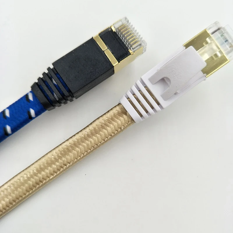 TSYH kabel Ethernet Cat7 Lan kabel płaski UTP CAT 7 RJ 45 kabel sieciowy 30cm 50cm Patch przewód do laptopa trasa niebieski czarny