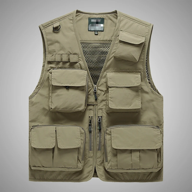 Summer Men Tactical Utility Vest Boys Red Outdoor V-neck Sleeveless Vest Casual Hunting Fishing Vest Male Fashion Sportswear