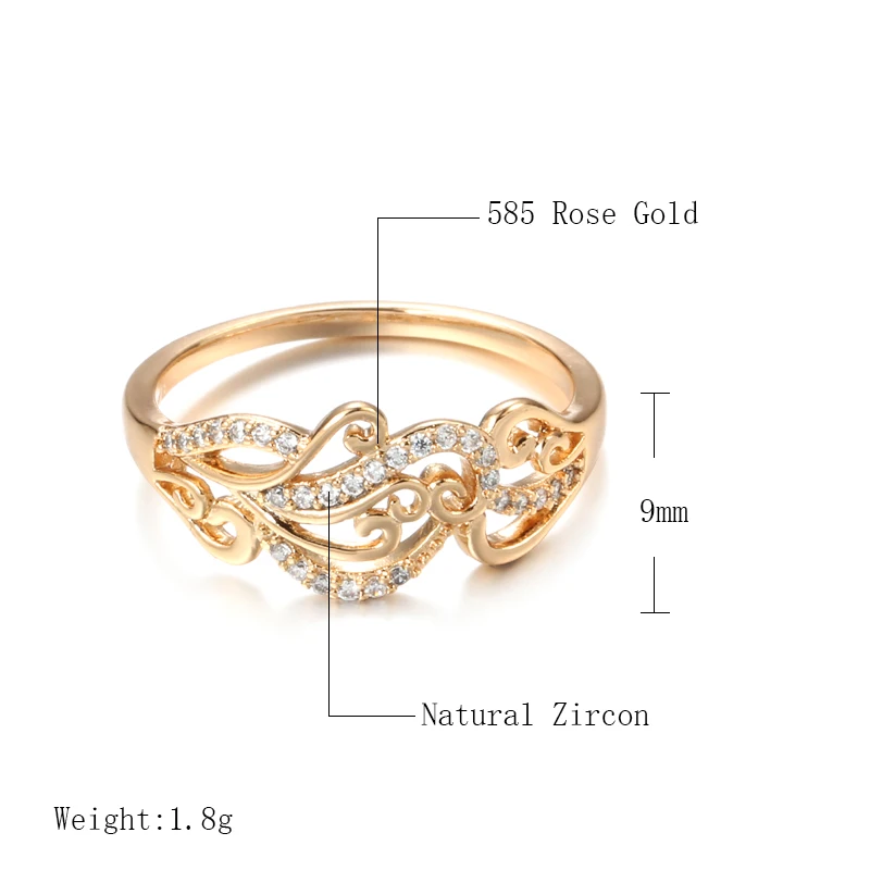 SYOUJYO Hollow Crystal Flower Women\'s Ring 585 Rose Gold Color Exquisite Pattern Natural Zircon Bride Wedding Fine Jewelry Rings