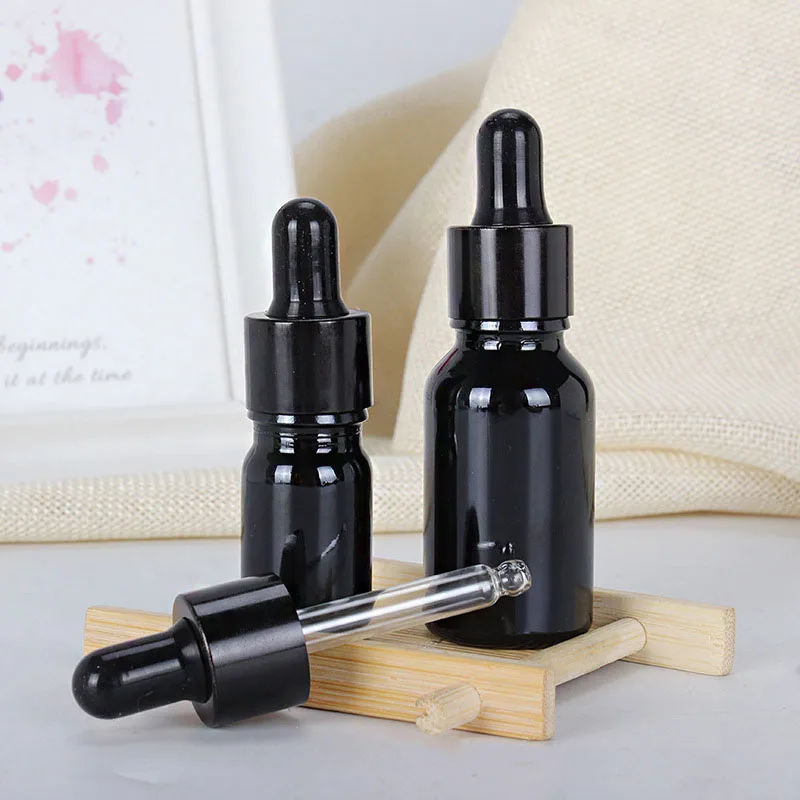 5-100ML Reagent Eye Dropper Black Glass Aromatherapy Liquid Pipette Bottle Perfume Container Essential Oil Refillable Bottle