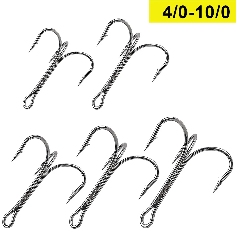 

25Pcs Fishing Big Treble Hooks Ultra Strong 4/0-10/0 Shark Tuna Jig Triple Anchor Fishhooks Saltwater Fishing Hook Tackle