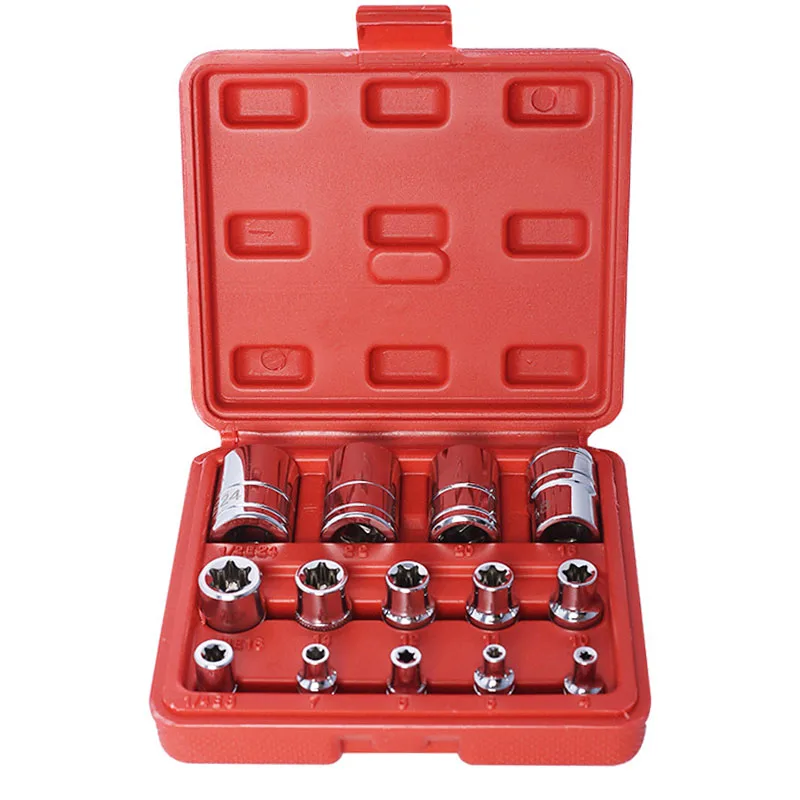 

14pcs E4-E24 Torx Socket Set 1/4"&3/8"&1/2" Wrench Head CR-V E-type Spanner Allen Head Universal Sockets Tool Auto Repair Tools