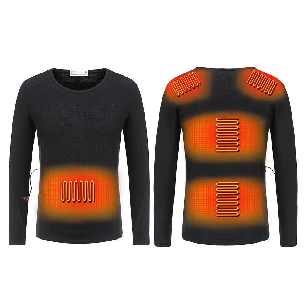 2020 Men Women USB Electric Heated Thermal Long Sleeve 5 Areas Insulated Heating Underwear Washable Winter Skiing Warm Clothes