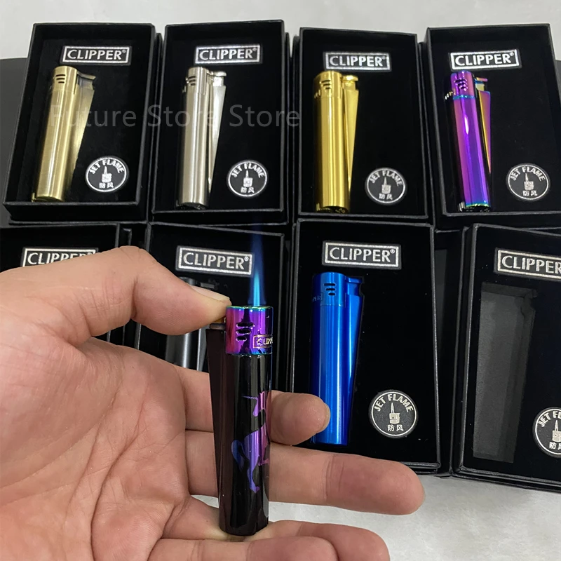 Clipper Metal Direct Injection Lighter Portable Turbocharged Butane Gas Windproof Lighter Cigarette Accessories Small Gift