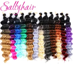 Sallyhair-trenzas sintéticas de onda profunda, 23 colores, ondas de agua, Rubio degradado, trenzas trenzadas de ganchillo, extensiones de cabello