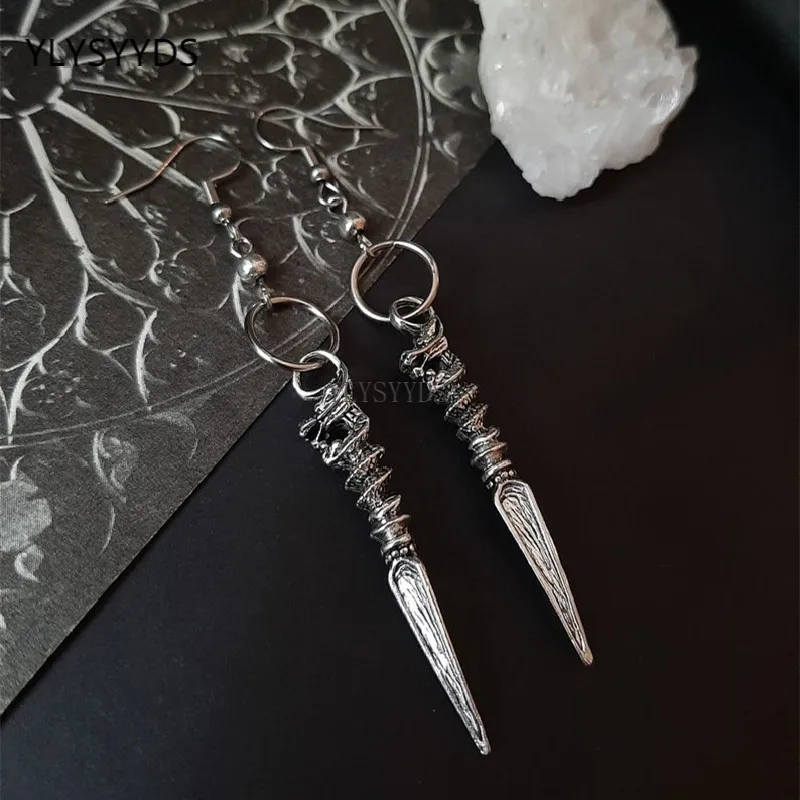 Gothic Viking Dragon Spike Earrings Fantasy Medieval Eardrop Statement Witchy Warrior Pagan Jewellery Women Men Gift Mystical