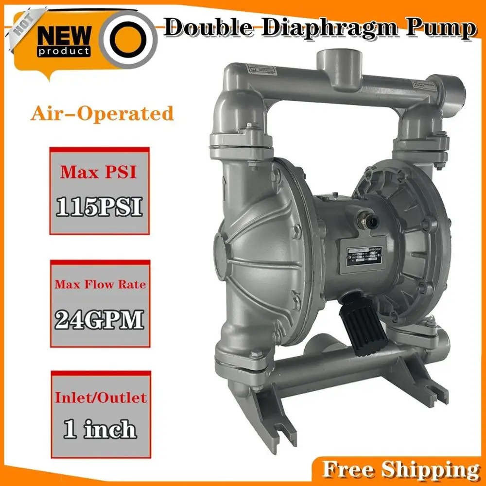 

Air-Operated Double Diaphragm Pump Petroleum Diaphragm Transfer Low Viscosity Pneumatic Pump Fluids 1" Inlet&Outlet 24GPM 115PSI