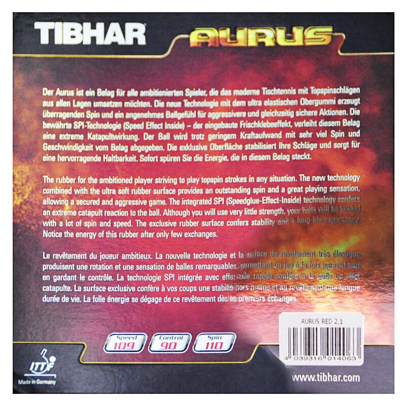 TIBHAR AURUS / AURUS SOUND / SOFT Orignal TIBHAR Table Tennis Rubber Ping Pong Sponge