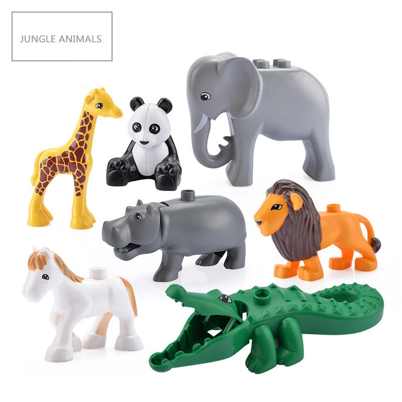 Big Building Blocks In Bulk Farm Zoo Animal Assemble Parts Accessories Bricks Model Montessori Educational Toys For Children Kid